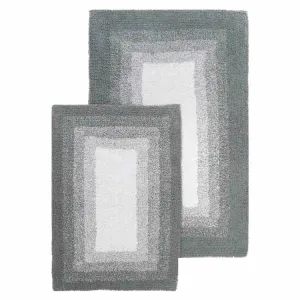 21" x 34" & 17" x 24" Whitney Ombre Reversible Hi Rise Gray Two-Piece Bath Rug Set