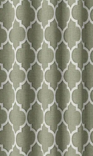 'Alba' Trellis Tile Print Roman Shades (Green/ White)