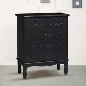 Antoinette Black 5 Drawer Chest