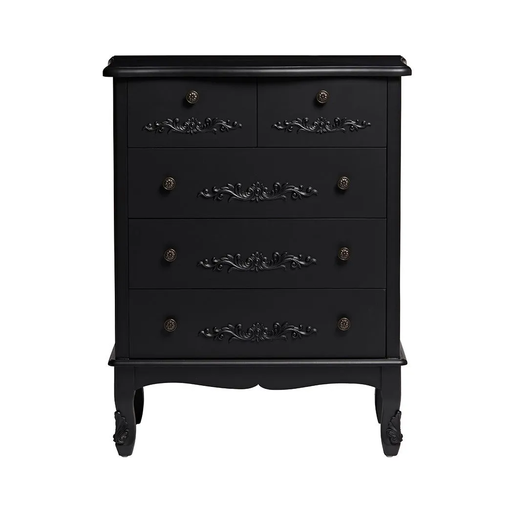 Antoinette Black 5 Drawer Chest