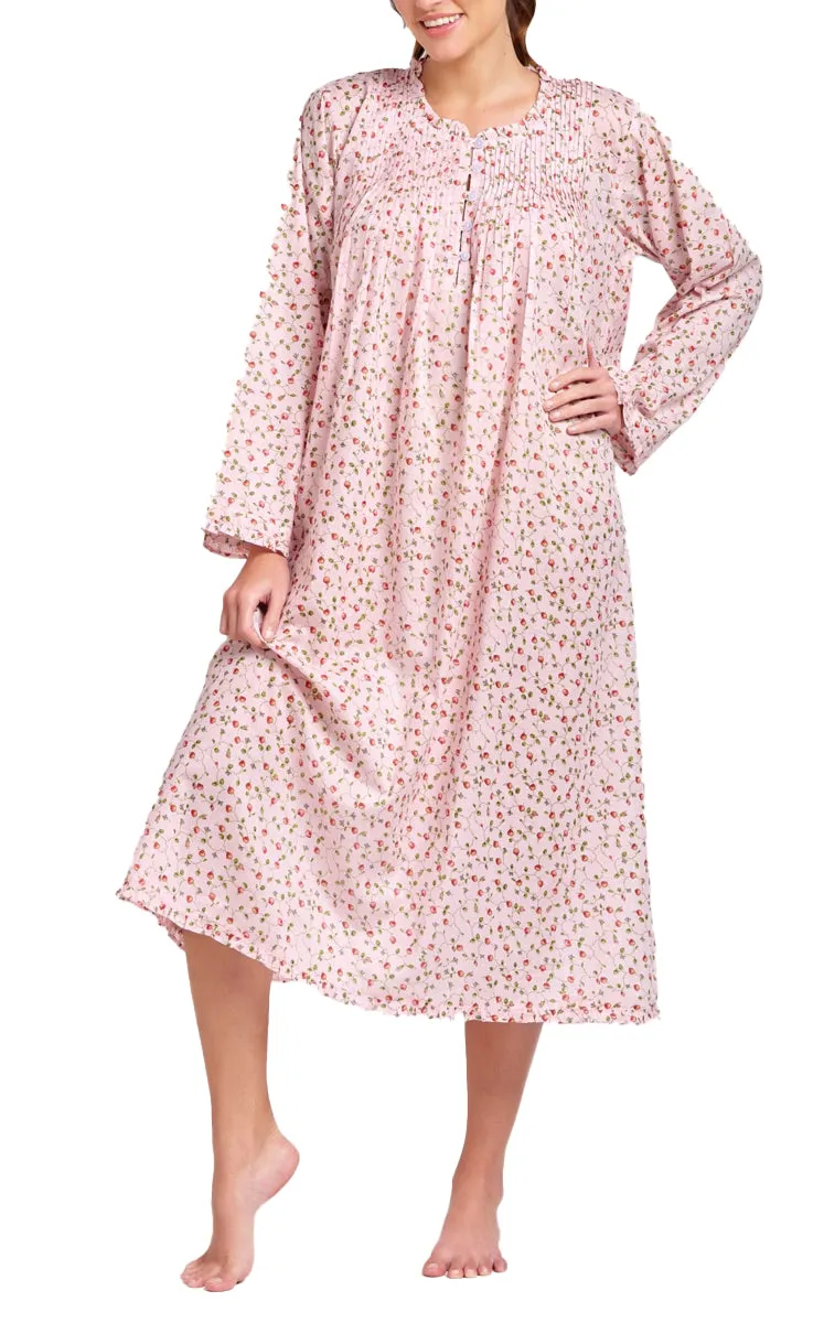 Arabella Marie Long Sleeve 100% Cotton Nightgown in Rosebud Print MD-757i