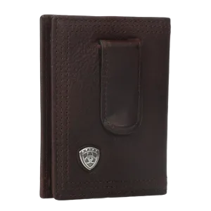 Ariat® Men's Rowdy Dark Copper Bi-Fold Money Clip Wallet A35124283