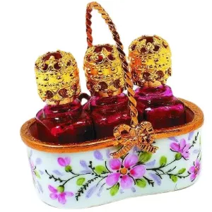 Basket w 3 Perfume Bottles