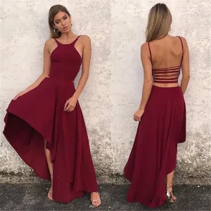 Bear Shoulder Scoop Pure Color Irregular Backless Long Dress