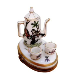 Birds White Tea Set w Cups