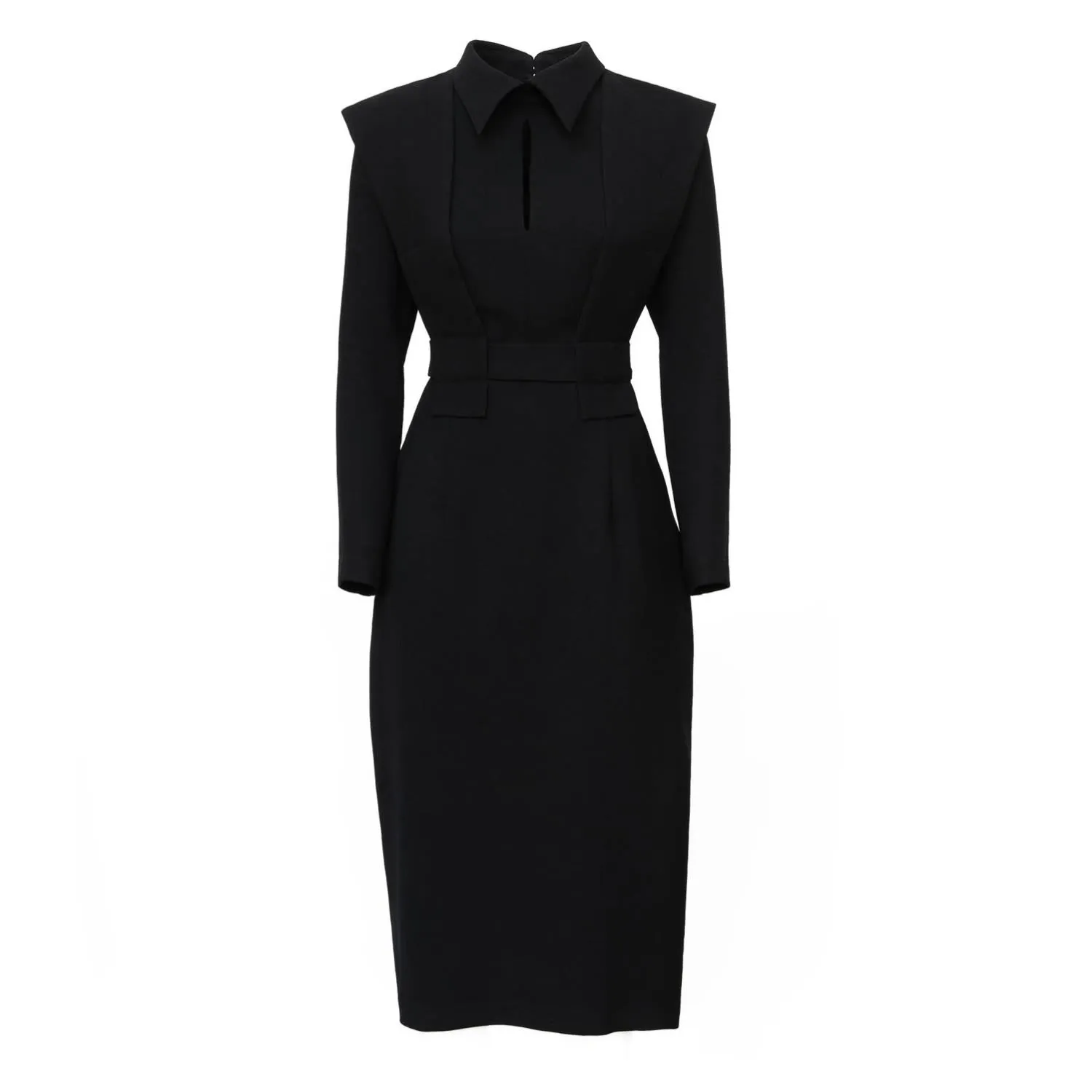 Black Fashion Fitted Midi Dress