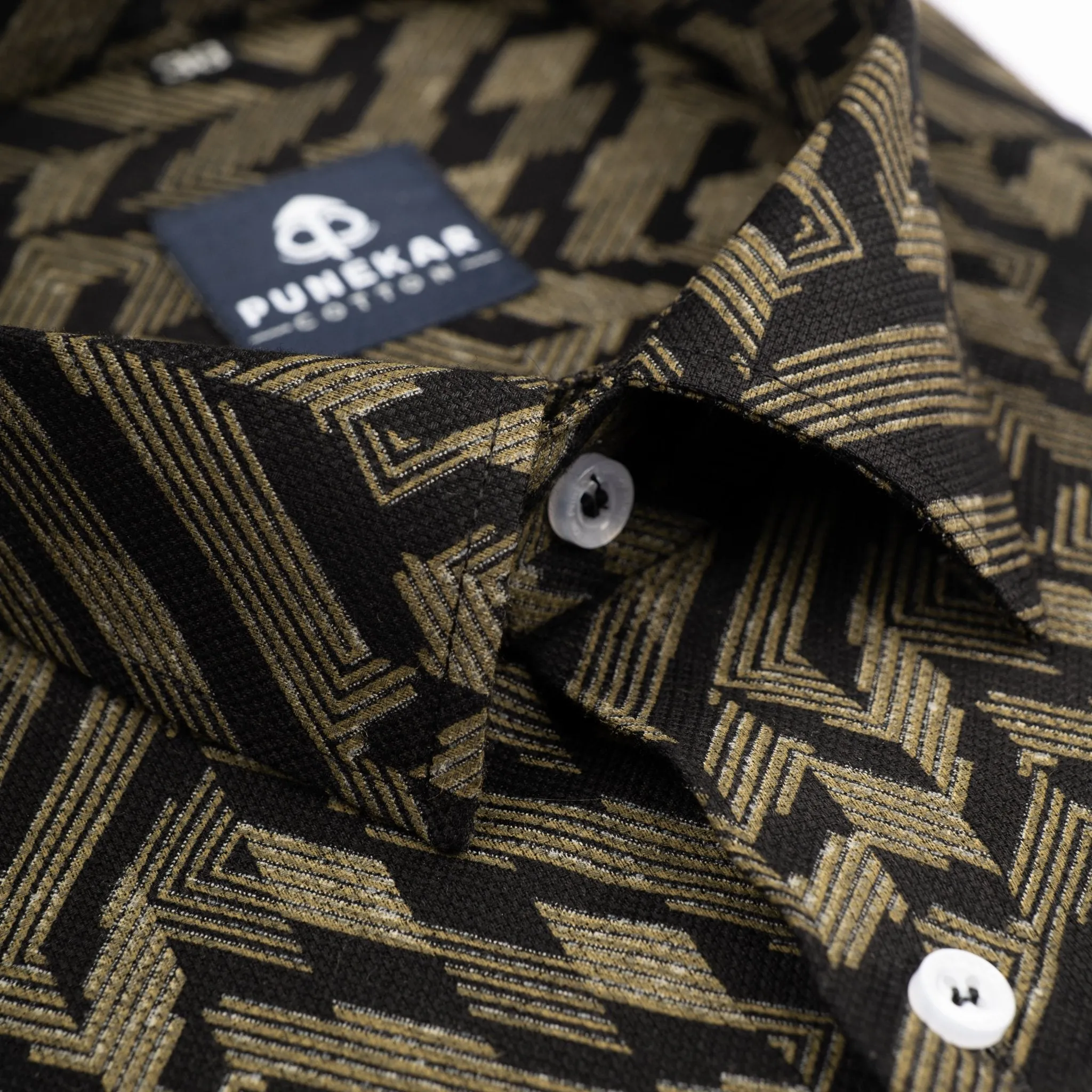 Black Golden Color Arrow Printed Cotton Shirt For Men