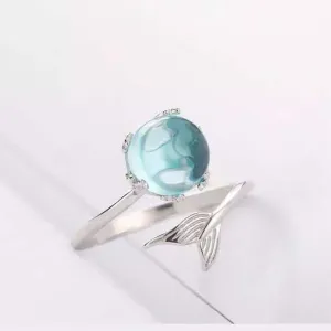 Blue Crystal Mermaid Ring