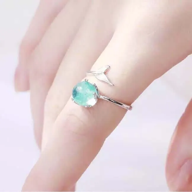 Blue Crystal Mermaid Ring