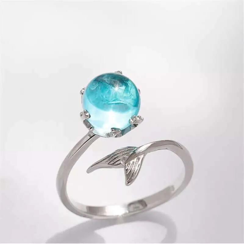 Blue Crystal Mermaid Ring