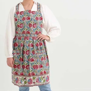 Bohemian Floral Turquoise & Cranberry Apron