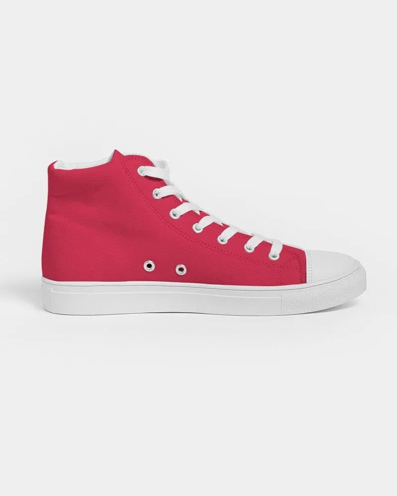 Bright Pink Red Men's High-top Canvas Sneakers | Men's | Bright Pure Pink Red | C0M100Y75K0