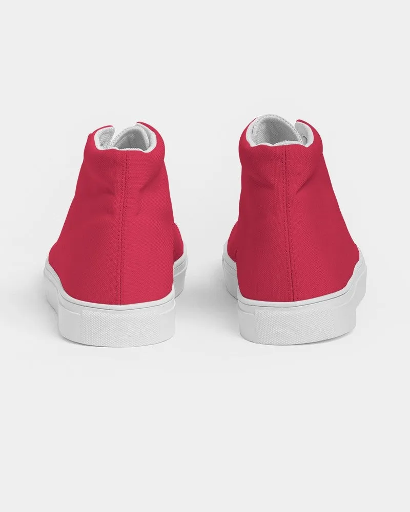 Bright Pink Red Men's High-top Canvas Sneakers | Men's | Bright Pure Pink Red | C0M100Y75K0