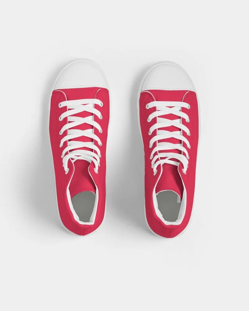 Bright Pink Red Men's High-top Canvas Sneakers | Men's | Bright Pure Pink Red | C0M100Y75K0