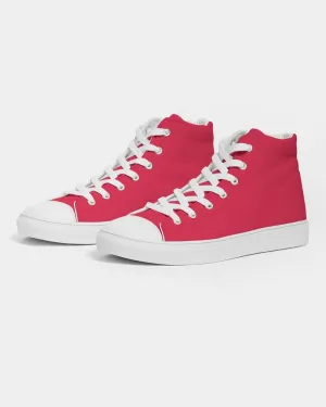 Bright Pink Red Men's High-top Canvas Sneakers | Men's | Bright Pure Pink Red | C0M100Y75K0