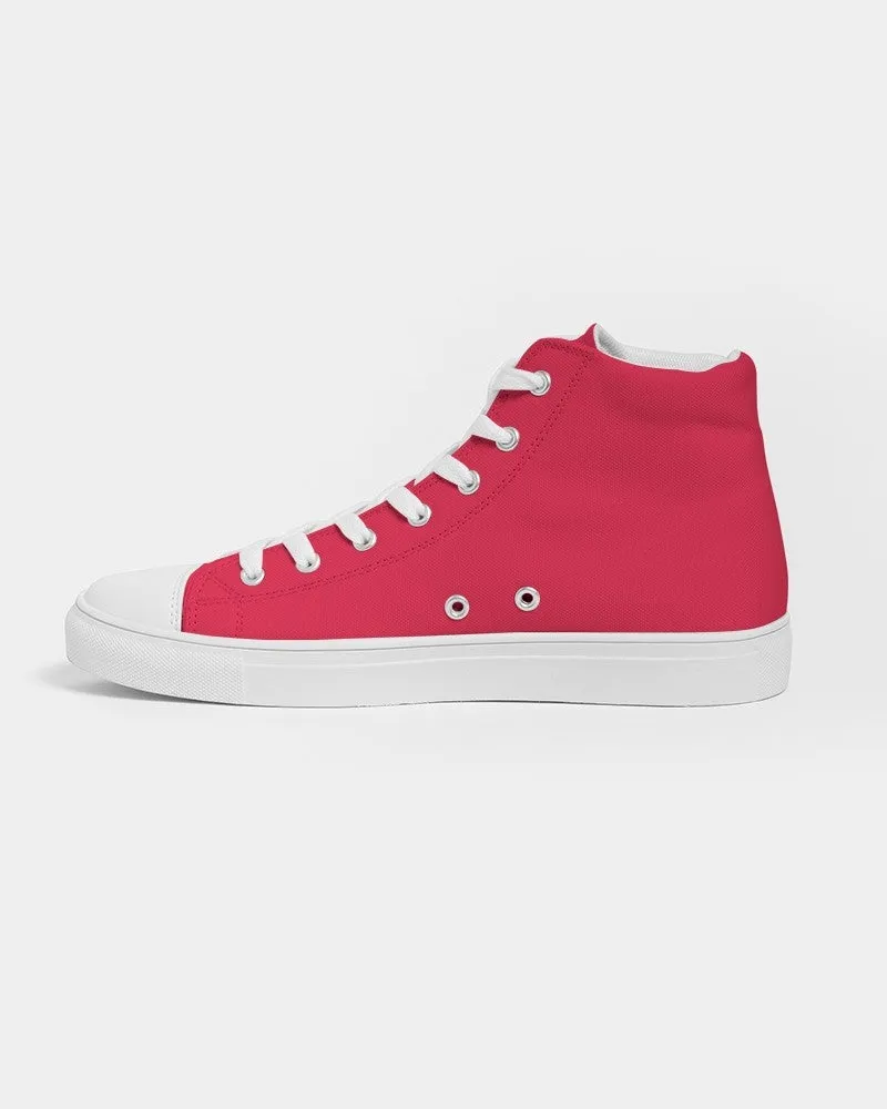 Bright Pink Red Men's High-top Canvas Sneakers | Men's | Bright Pure Pink Red | C0M100Y75K0