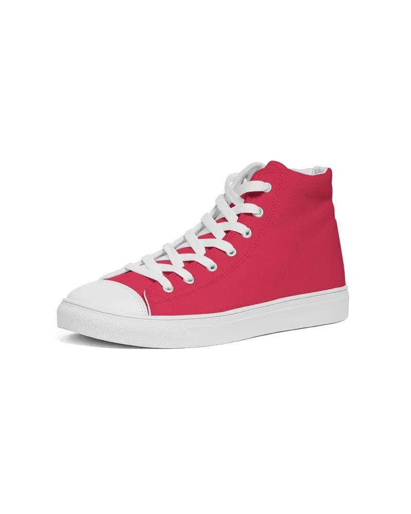 Bright Pink Red Men's High-top Canvas Sneakers | Men's | Bright Pure Pink Red | C0M100Y75K0