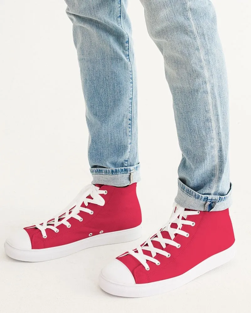 Bright Pink Red Men's High-top Canvas Sneakers | Men's | Bright Pure Pink Red | C0M100Y75K0