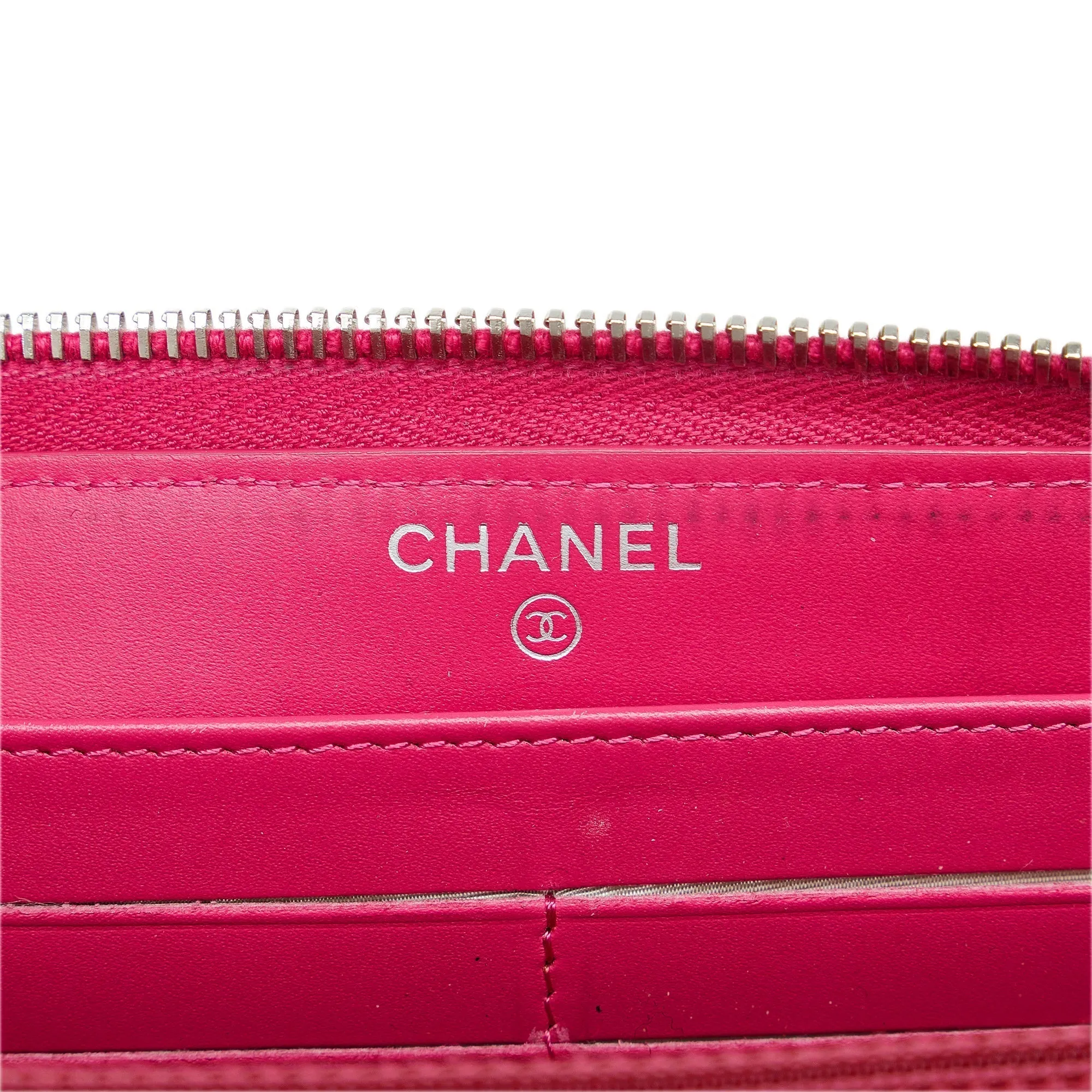 CHANEL CC Caviar Zip Around Wallet Long Wallets