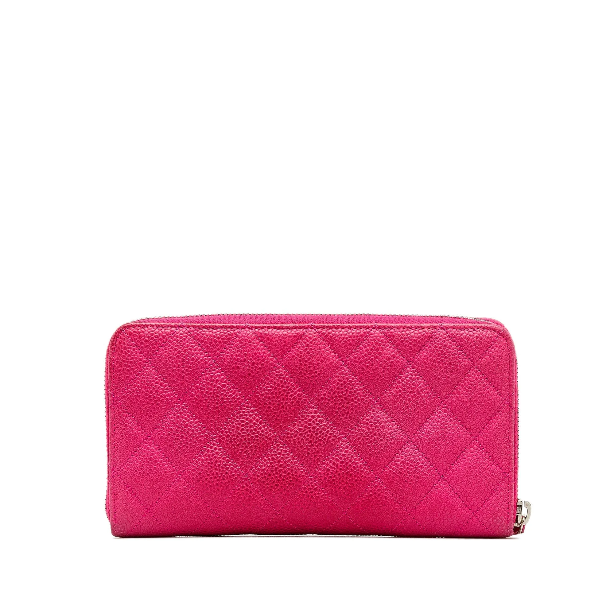 CHANEL CC Caviar Zip Around Wallet Long Wallets