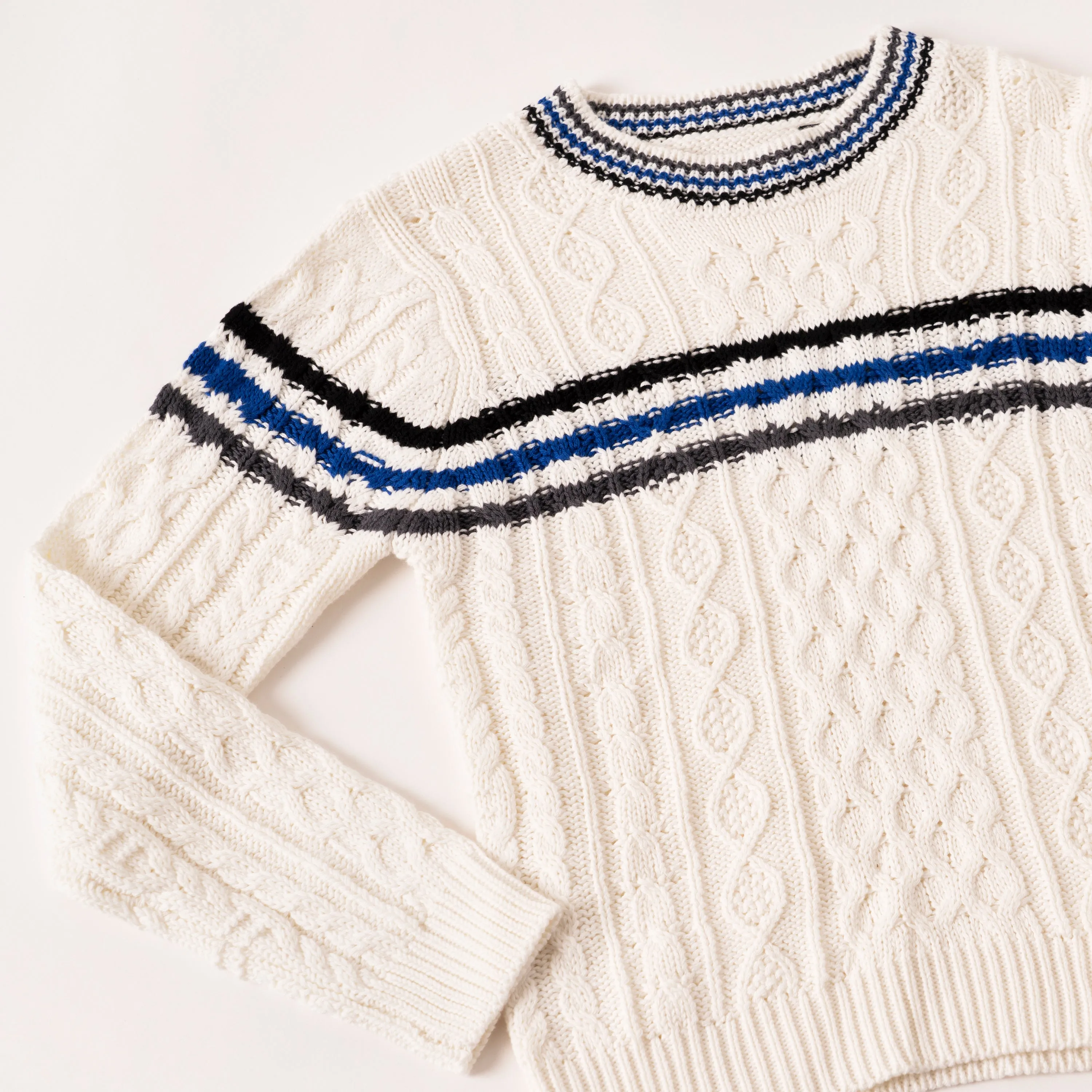 Chest Stripe Fisherman Sweater