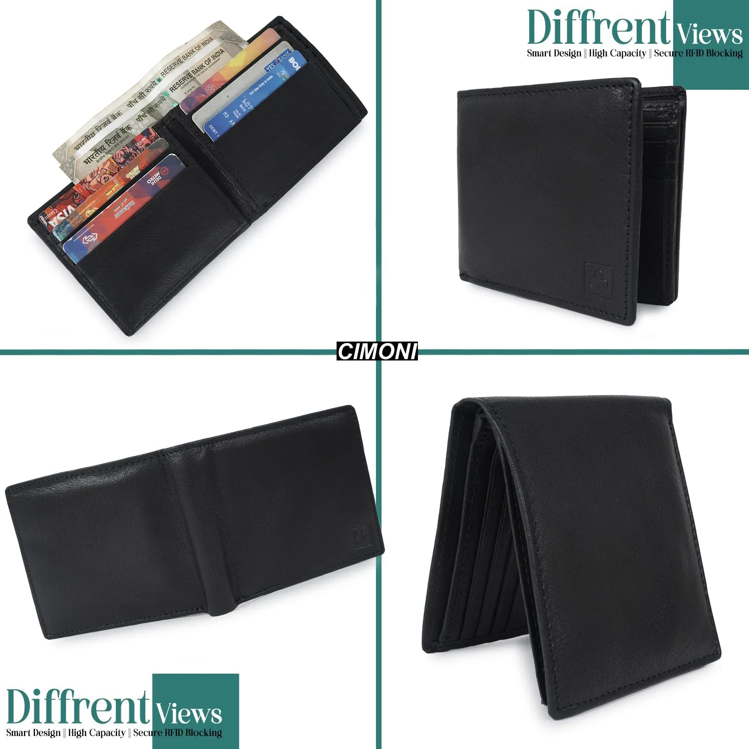 CIMONI Genuine Leather Stylish Classy Casual Formal Ultra Slim Multiple Credit Cards Slot Wallet for Men