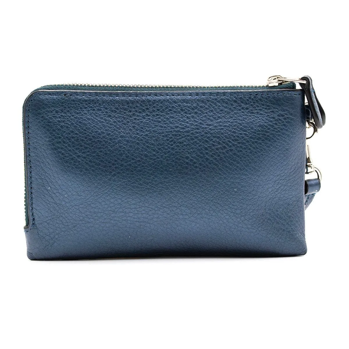 Coach Pebble Zip Wallets Leather Blue Colour For Women