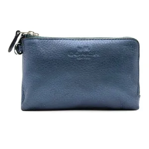 Coach Pebble Zip Wallets Leather Blue Colour For Women