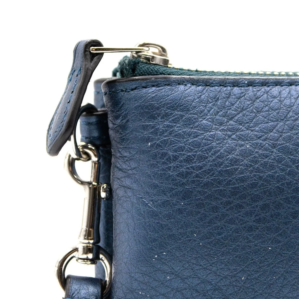 Coach Pebble Zip Wallets Leather Blue Colour For Women