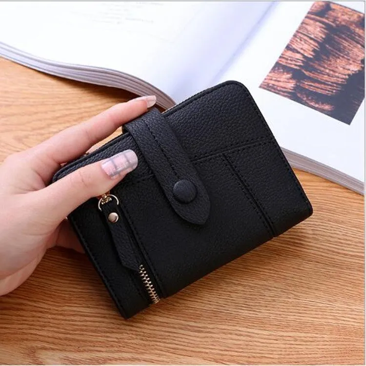 Compact Multi-Function Clutch Wallet for Women - Two-Fold PU Leather Design