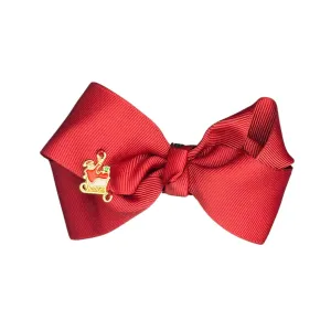 Dog Collar Bow: Festive Red Sleigh Charm