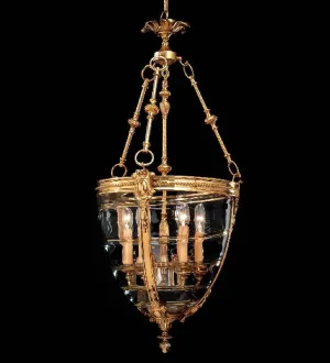 Elegant 6 Light Brass And Glass Ceiling Lantern