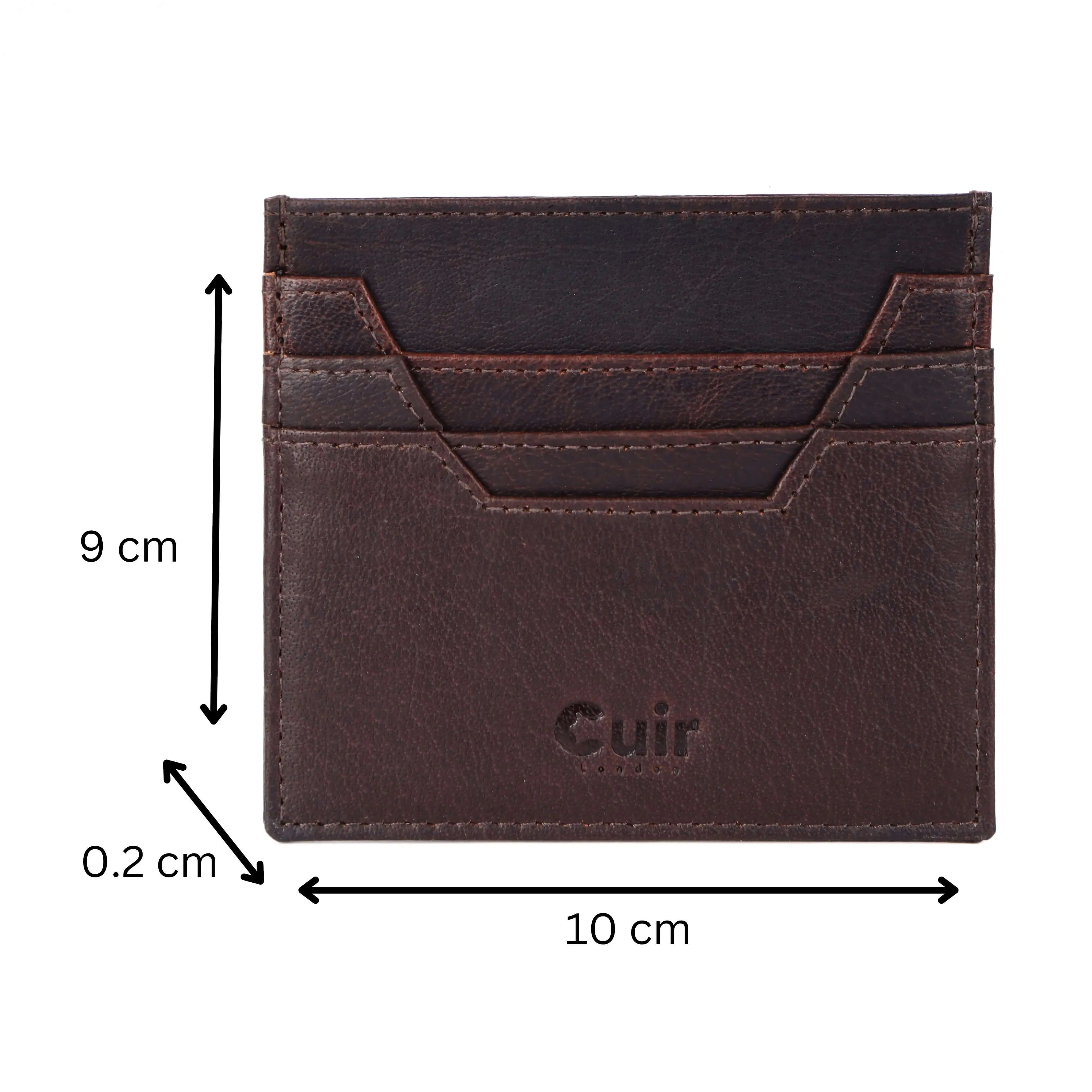 Elegant 6-Slot Deep Brown Leather Card Case for Men: Pocket-Sized Luxury (10x2x9 cm)