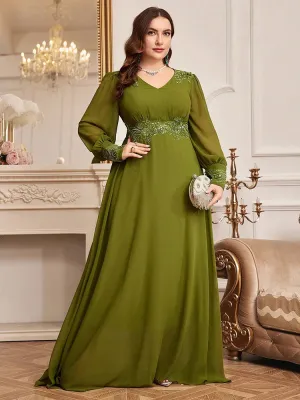 Elegant Long Sleeve Maxi Dress