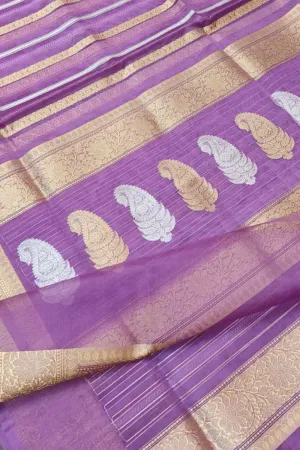 Elegant Purple Banarasi Kora Silk Saree