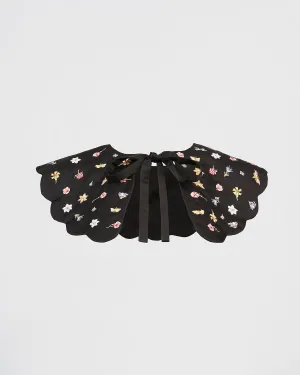 Floral Ditsy Black Satin Embroidered Collar