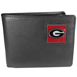 Georgia Bulldogs Leather Bi-fold Wallet Packaged in Gift Box