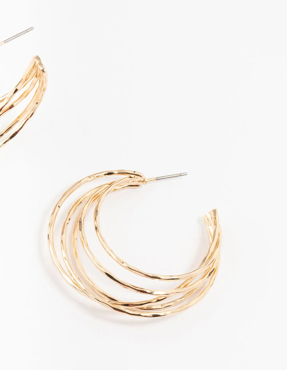 Gold 3 Row Original Hoop Earrings