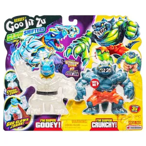 Heroes of Goo Jit Zu Glow Shifters Exclusive Ultraglow Tyro vs Shadowclaw Rock Jaw Stretch Figures