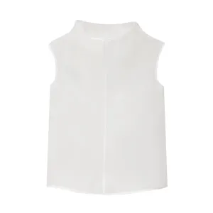 High Neck Organza Vest White