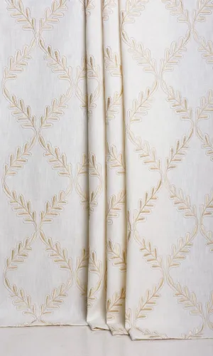 'High Sonnet' Poly-Linen Embroidered Blinds (White/ Cream)