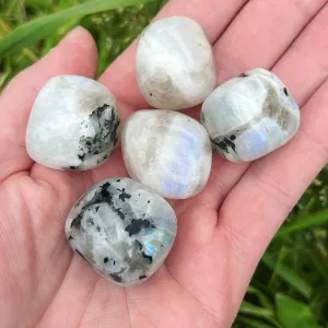 Large Smokey Quartz in Rainbow Moonstone Tumblestone