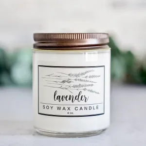 Lavender Essential Oil - 8oz Soy Wax Candle