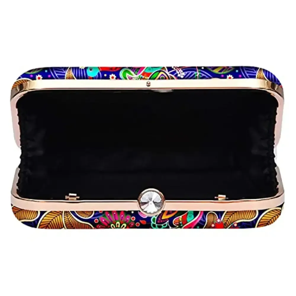 MaFs Printed Detachable Women clutches For Weddings and Parties, Multicolor