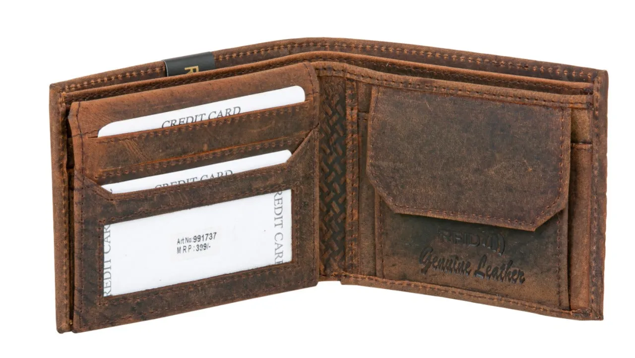 MENS LEATHER WALLET (RFID) 991737 (BROWN)