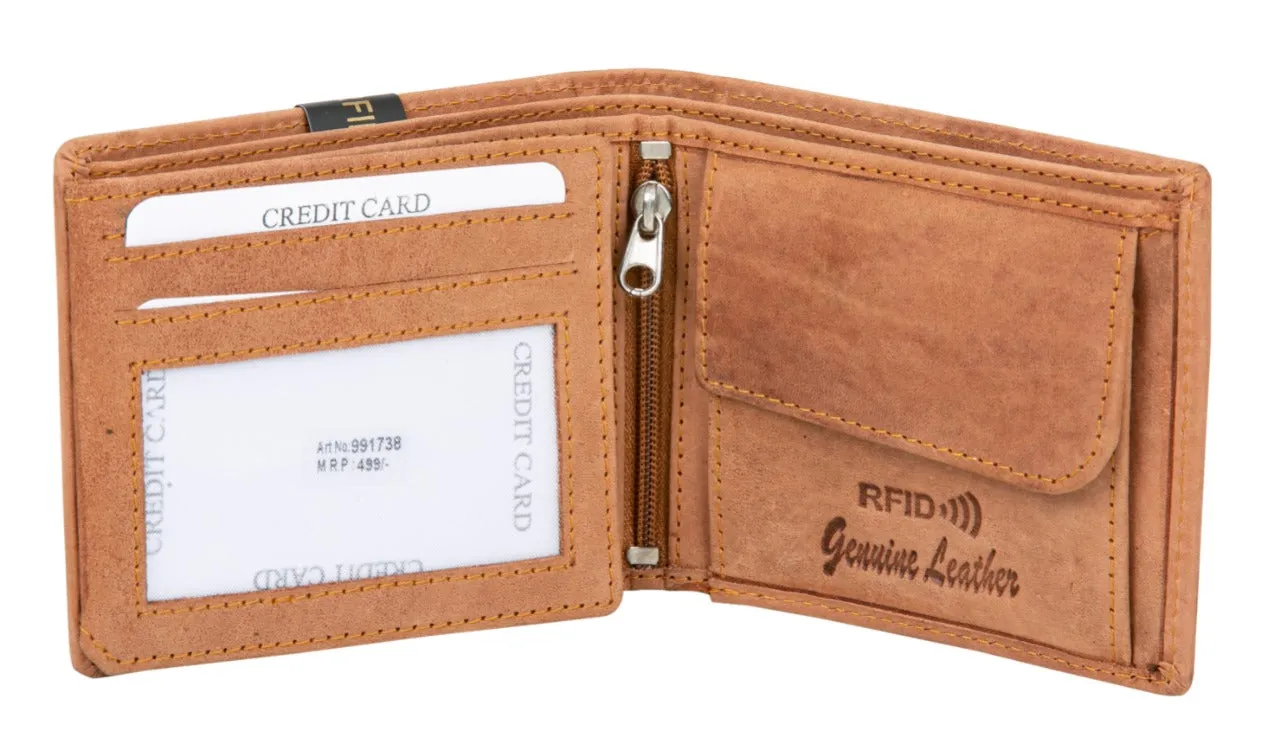 MENS LEATHER WALLET (RFID) 991738 (CAMEL)