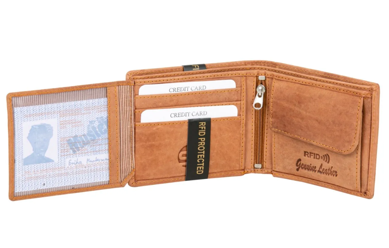 MENS LEATHER WALLET (RFID) 991738 (CAMEL)