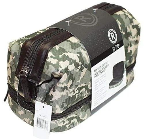 Men's Waterproof Camo Toiletry Bag Grooming & Shaving Travel Kit Case