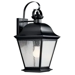 Mount Vernon 20 In 1-Light Outdoor Wall Light With Clear Seeded Glass, Black Finish