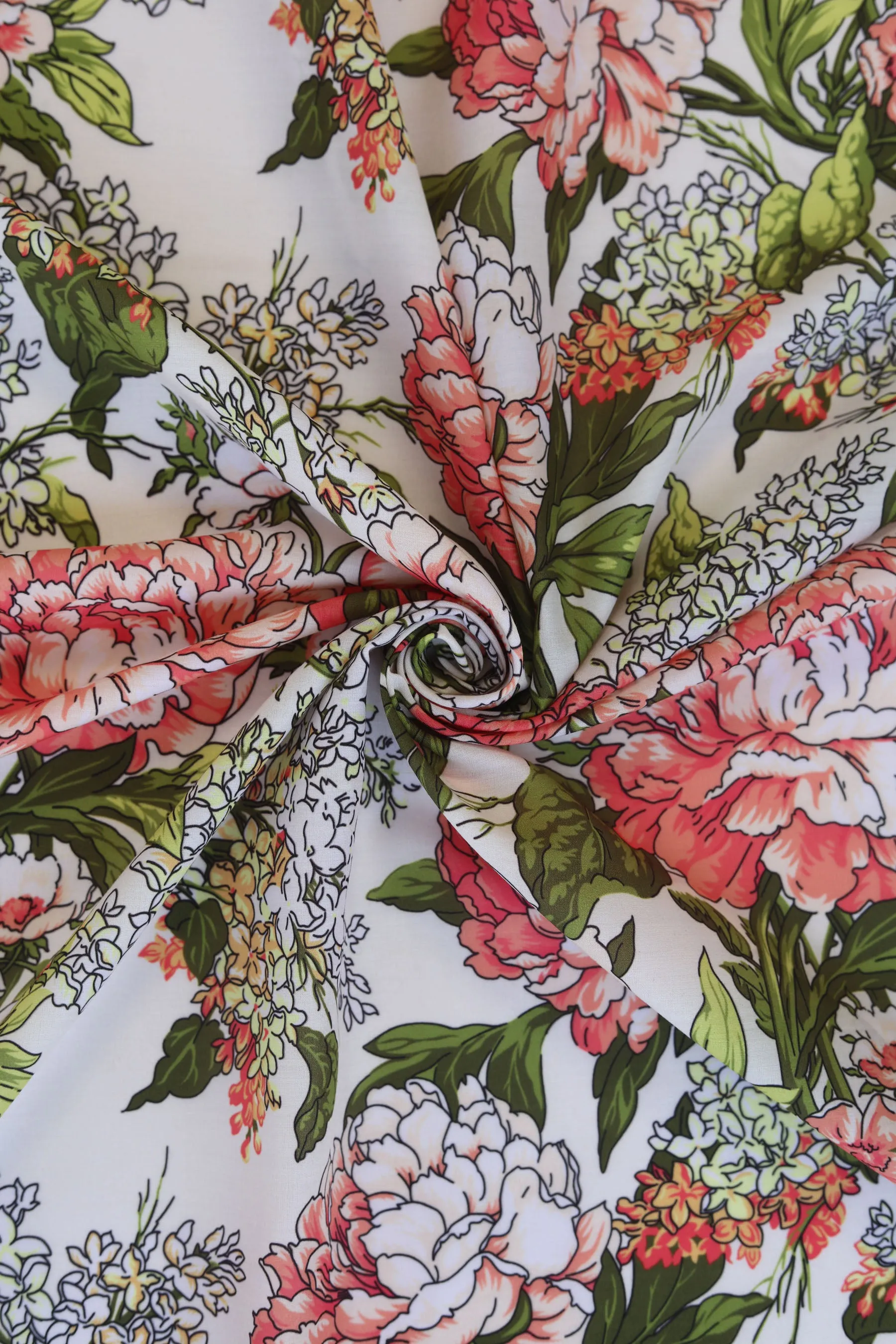 Multicolor Floral Pattern Printed Muslin Fabric